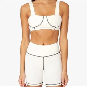 NEW WeWoreWhat Corset Set - White Top and Biker Shorts